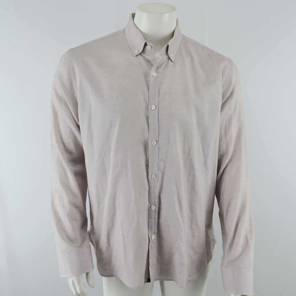 Billy Reid Long Sleeve Button Up Shirt Mens Large Slim Cut Cotton Red